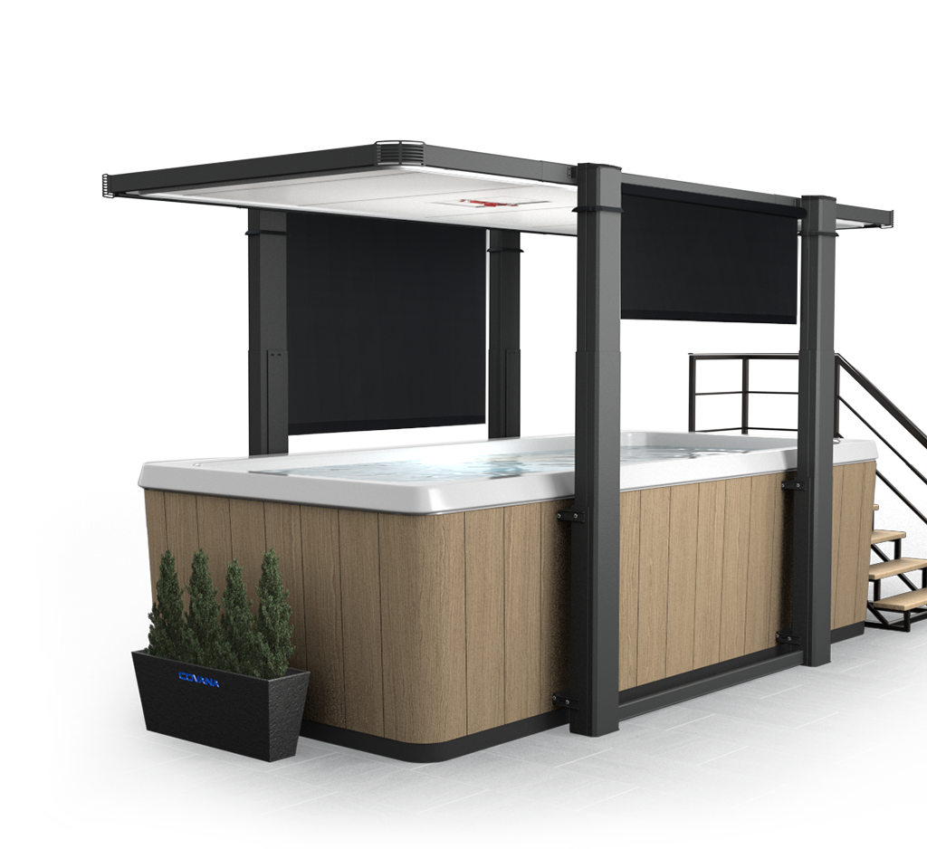 insulated swim spa cover protecting water from debris