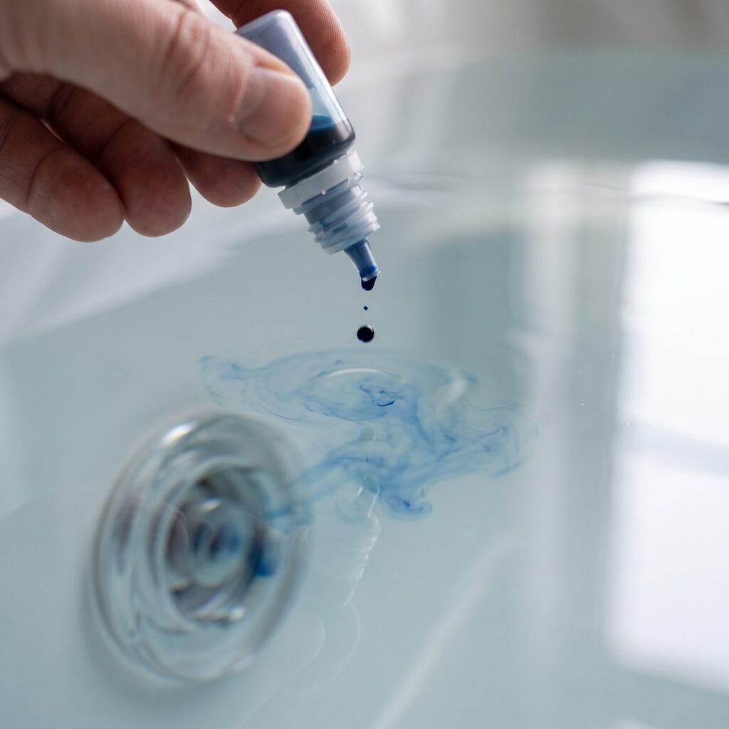 spa leak detection using dye test in hot tub water